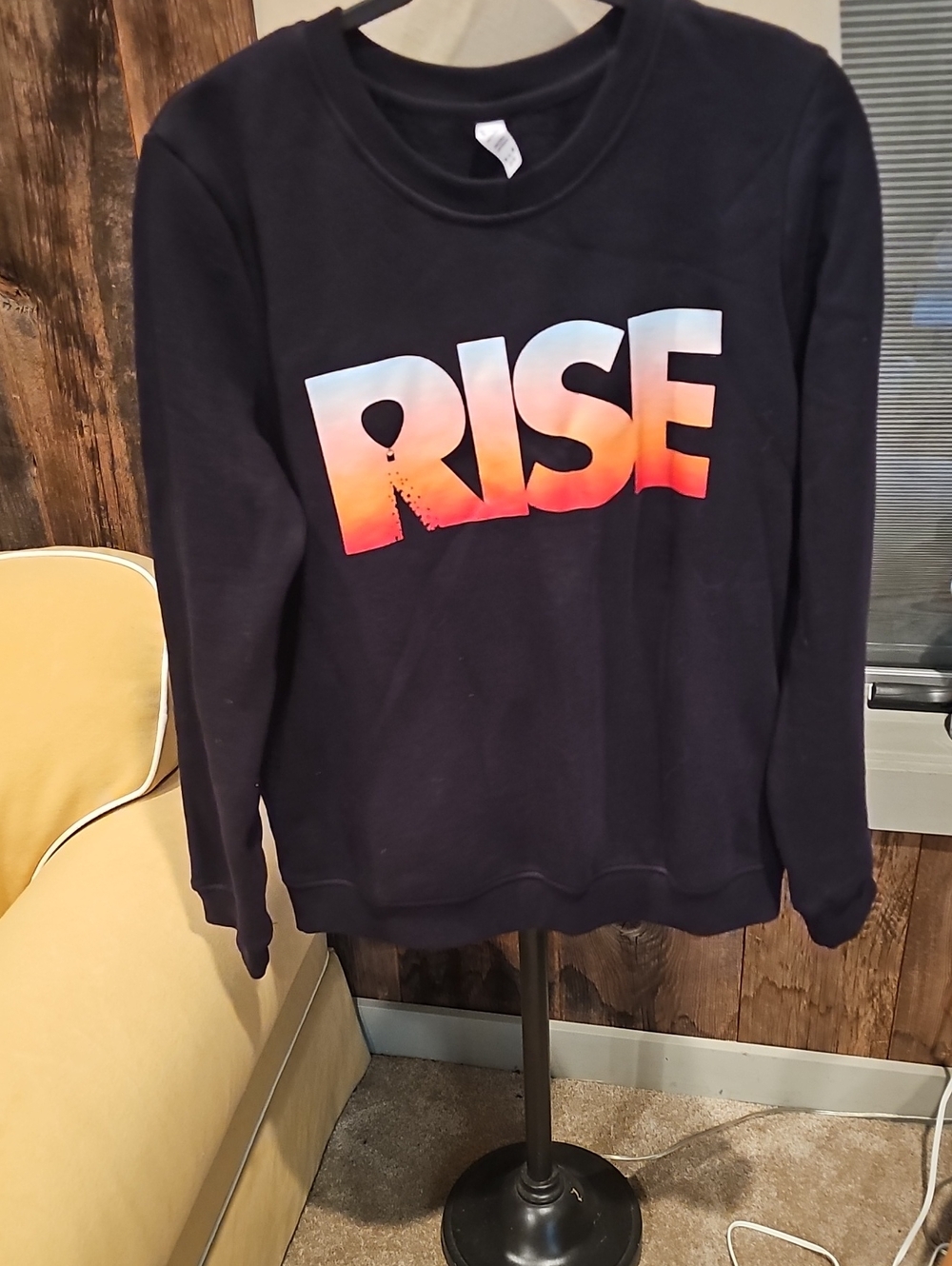 ZYIA Black Rise Crewneck Sweatshirt with Subtle Print